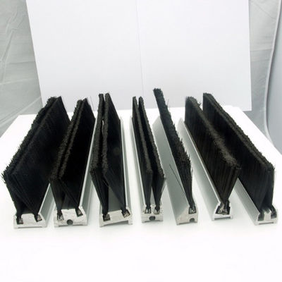 Custom Nylon Strip Brush Door Bottom Seal Brush With Aluminum Alloy Bracket