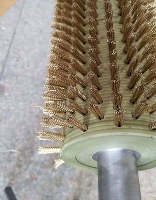 Industrial Custom Size Copper Wire / Brass Steel Wire Bristles Cylinder Brush Hair Transplanting Roller Brush