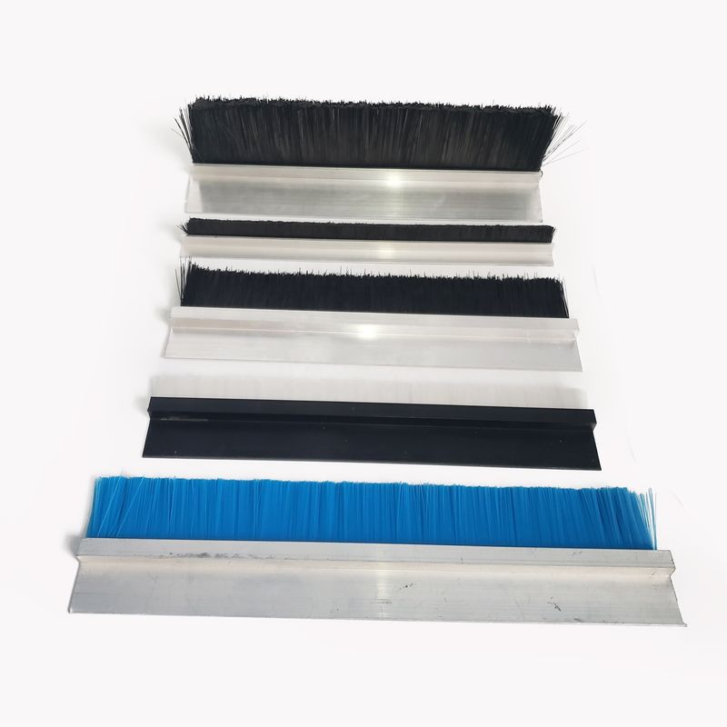 75mm Commercial Door Bottom Brush Seal Strip Nylon Bristle Aluminium Holder